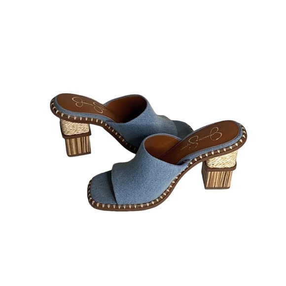 Jessica Simpson Shoes - Jessica Simpson JS-Lendrila Stacked Heel Medium Blue Denim Shoe in Size 7M